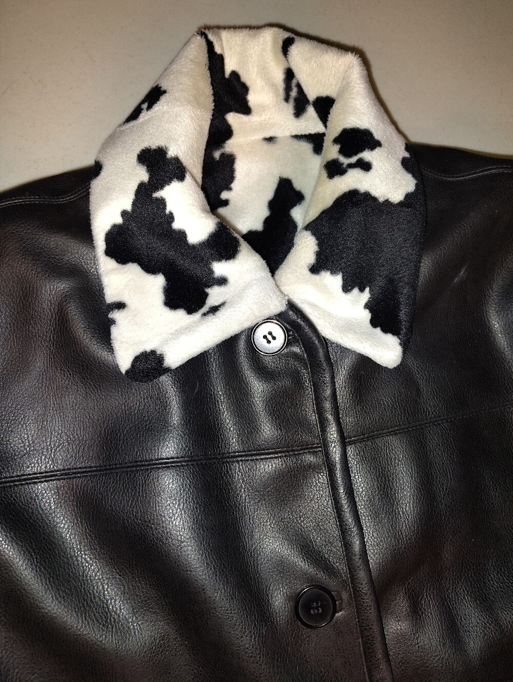 Mulberry Street Reversible Faux Leather & Cow Print Jacket Coat Small Western - Picture 6 of 16